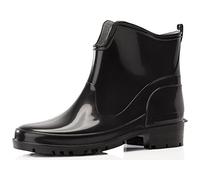 Ladeheid Bottes en Caoutchouc pour Femmes Courtes Bottines Imperméables Bottes de Pluie Élégantes et Confortables LA-930 (Noir/Noir, 41 EU)