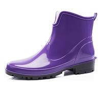 Ladeheid Bottes en Caoutchouc pour Femmes Courtes Bottines Imperméables Bottes de Pluie Élégantes et Confortables LA-930 (Violet, 39 EU)