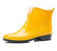 Ladeheid Bottes en Caoutchouc pour Femmes Courtes Bottines Imperméables Bottes de Pluie Élégantes et Confortables LA-930 (Jaune, 36 EU)