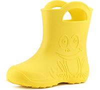 Ladeheid Bottes pluie enfant EVA ultralégères étanches avec poignées semelle antidérapante motif grenouille LA-CA-01 (Jaune, 26/27 EU)
