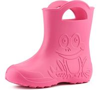 Ladeheid Bottes pluie enfant EVA ultralégères étanches avec poignées semelle antidérapante motif grenouille LA-CA-01 (Rose, 32/33 EU)