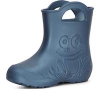 Ladeheid Bottes pluie enfant EVA ultralégères étanches avec poignées semelle antidérapante motif grenouille LA-CA-01 (Bleu Métallisé-2, 28/29 EU)