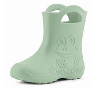 Ladeheid Bottes pluie enfant EVA ultralégères étanches avec poignées semelle antidérapante motif grenouille LA-CA-01 (Vert olive, 30/31 EU)