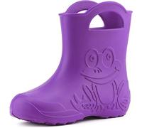 Ladeheid Bottes pluie enfant EVA ultralégères étanches avec poignées semelle antidérapante motif grenouille LA-CA-01 (Lilla, 24/25 EU)