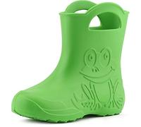 Ladeheid Bottes pluie enfant EVA ultralégères étanches avec poignées semelle antidérapante motif grenouille LA-CA-01 (Vert, 32/33 EU)