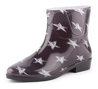 Ladeheid Bottines Bottes de Pluie Chaussure Femme LAZT201802 (Noir/Étoiles Blanches, 38 EU)