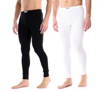 Ladeheid Calecon Long Homme Coton - Caleçon Homme Long Legging Chaud sous-Vêtements Thermiques Hiver Ski Moto Randonnée - Fabriqué en Europe LA40-247 (Noir/Blanc, L)