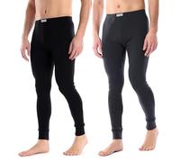 Ladeheid Calecon Long Homme Coton - Caleçon Homme Long Legging Chaud sous-Vêtements Thermiques Hiver Ski Moto Randonnée - Fabriqué en Europe LA40-247 (Noir/Graphite, XL)