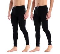 Ladeheid Calecon Long Homme Coton - Caleçon Homme Long Legging Chaud sous-Vêtements Thermiques Hiver Ski Moto Randonnée - Fabriqué en Europe LA40-247 (Noir/Noir, 3XL)