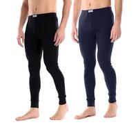 Ladeheid Calecon Long Homme Coton - Caleçon Homme Long Legging Chaud sous-Vêtements Thermiques Hiver Ski Moto Randonnée - Fabriqué en Europe LA40-247 (Noir/Bleu Marine, L)