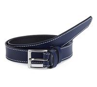 Ladeheid Ceinture enfant en cuir accessoire de mode pour enfants ceinture garçon avec boucle K1D5 (Navy Bleu/Blanc 65 cm, Longueur totale 84 cm)