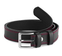 Ladeheid Ceinture enfant en cuir accessoire de mode pour enfants ceinture garçon avec boucle K1D5 (Noir/Rouge 75 cm, Longueur totale 94 cm)