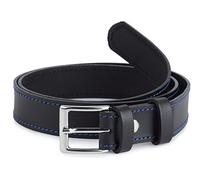 Ladeheid Ceinture enfant en cuir accessoire de mode pour enfants ceinture garçon avec boucle K1D5 (Noir/Bleu 65 cm, Longueur totale 84 cm)