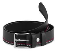 Ladeheid Ceinture enfant en cuir accessoire de mode pour enfants ceinture garçon avec boucle K1D5 (Noir/Rouge/Blanc 75 cm, Longueur totale 94 cm)