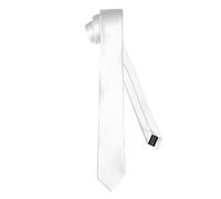 Ladeheid Cravate classique pour hommes, brillante, parfaite pour le travail et les festivités, couleurs variées - Idéale pour les réunions d'affaires, mariages TMS-5 (150cm x 5cm, Blanc)