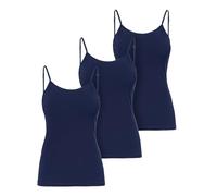 Ladeheid Debardeur Femme À Bretelles réglables Coton vêtement Femme Débardeur Femme Maillot de Corps Femme Vetement Femme Lot de 3 Pièces LA40-263 (Bleu Foncé, S)