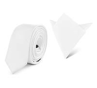 Ladeheid Ensemble Cravate & Pochette Costume Homme SP/P (150cm x 5cm, 22cm x 22cm, Blanc)