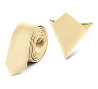Ladeheid Ensemble Cravate & Pochette Costume Homme SP/P (150cm x 5cm, 22cm x 22cm, Ecru)
