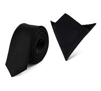 Ladeheid Ensemble Cravate & Pochette Costume Homme SP/P (150cm x 5cm, 22cm x 22cm, Noir)