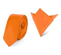 Ladeheid Ensemble Cravate & Pochette Costume Homme SP/P (150cm x 5cm, 22cm x 22cm, Orange)