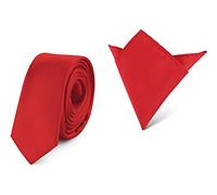 Ladeheid Ensemble Cravate & Pochette Costume Homme SP/P (150cm x 5cm, 22cm x 22cm, Rouge)