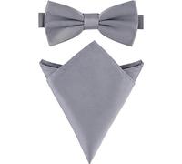 Ladeheid Ensemble Nœud Papillon & Pochette Costume Homme M/P (12cm x 6cm, 22cm x 22cm, Argent)