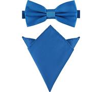 Ladeheid Ensemble Nœud Papillon & Pochette Costume Homme M/P (12cm x 6cm, 22cm x 22cm, Bleu)