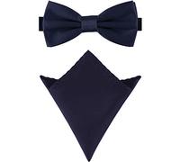 Ladeheid Ensemble Nœud Papillon & Pochette Costume Homme M/P (12cm x 6cm, 22cm x 22cm, Bleu marine)