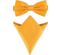 Ladeheid Ensemble Nœud Papillon & Pochette Costume Homme M/P (12cm x 6cm, 22cm x 22cm, Jaune foncé)