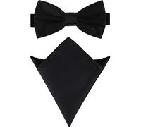Ladeheid Ensemble Nœud Papillon & Pochette Costume Homme M/P (12cm x 6cm, 22cm x 22cm, Noir)