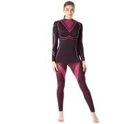 Ladeheid Ensemble Thermique Shirt Manches Longues et Caleçon Long sous-vêtements Femme LAGI006 (Noir/Rose, L)