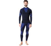 Ladeheid Ensemble Thermique Shirt Manches Longues et Caleçon Long sous-vêtements Homme LAGI003 (Noir/Bleu Marine, S)