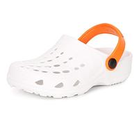 Ladeheid EVA Clogs Sabots Sandales Unisexe Enfant Fille Garçon LA-CA-06 (Blanc/Orange, 24/25 EU)