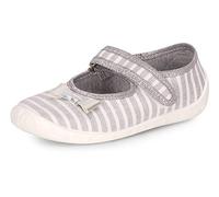 Ladeheid Pantoufles pour Enfants pour Filles avec Fermeture à Scratch - Chaussons Respirants pour l'école, la Maternelle et la Maison LARW007 (Gris Blanc Rayures 2, 27 EU)