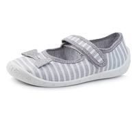 Ladeheid Pantoufles pour Enfants pour Filles avec Fermeture à Scratch - Chaussons Respirants pour l'école, la Maternelle et la Maison LARW007 (Gris Blanc/Rayures, 25 EU)