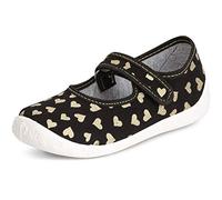 Ladeheid Pantoufles pour Enfants pour Filles avec Fermeture à Scratch - Chaussons Respirants pour l'école, la Maternelle et la Maison LARW007 (Noir/Cœurs, 27 EU)