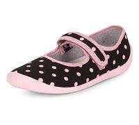 Ladeheid Pantoufles pour Enfants pour Filles avec Fermeture à Scratch - Chaussons Respirants pour l'école, la Maternelle et la Maison LARW007 (Rose Noir Points, 28 EU)