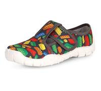 Ladeheid Pantoufles pour garçons Chaussons pour Enfants avec Fermeture à Scratch, Confortables et résistants, Parfaits pour l'école, Les promenades et la Maison LARW005 (Bleu Marine Blocs, 26 EU)