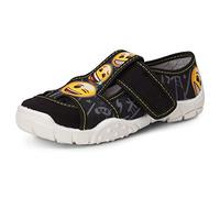 Ladeheid Pantoufles pour garçons Chaussons pour Enfants avec Fermeture à Scratch, Confortables et résistants, Parfaits pour l'école, Les promenades et la Maison LARW005 (Noir Sourire, 26 EU)