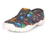 Ladeheid Pantoufles pour garçons Chaussons pour Enfants avec Fermeture à Scratch, Confortables et résistants, Parfaits pour l'école, Les promenades et la Maison LARW005 (Gris Dinosaures, 34 EU)