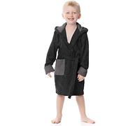 Ladeheid Peignoir de Bain Éponge 100% Coton Unisexe Enfant LA40-103 (Noir/Graphite (D16/D07), 146-152)