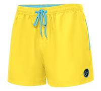 Ladeheid Short de Bain Homme, Séchage Rapide avec Doublure en Filet, Poches Latérales et Arrière, Taille Élastique avec Cordon, Confortable et Respirant pour Natation LA40-199 (Jaune, M)