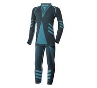 Ladeheid sous-vêtements Thermiques Ensemble Shirt Manches Longues Caleçon Long Unisexe Enfant LAGI009 (Noir/Turquoise, 134-140)