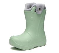 Ladeheid x Camminare Bottes de pluie enfant avec doublure chaude amovible, mousse EVA légère, poignées XL, semelle antidérapante, imperméables et faciles à nettoyer LA-CA-21 (Olive, 26/27 EU)