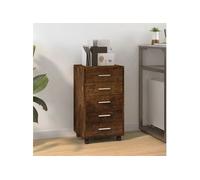 vidaXL Armoire à Tiroirs avec roulettes Armoire de Rangement Organisateur Meuble de Bureau Chambre d'enfant Intérieur Chêne Fumé Bois d'Ingénierie