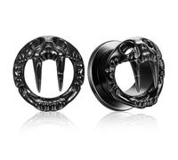LADEMAYH Bouchons d'oreille hypoallergéniques en forme de dents pour oreilles, style punk gothique préhistorique tête de mort en acier inoxydable chirurgical 316L pour homme et femme, 1/2"(12mm