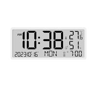 LADFRTYU Horloge Murale Numérique Battery Powered Large Screen LCD Digital Desktop Clock Temperature Humidity Electronic Date Week Time Mute Wall(Black White)