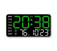 LADFRTYU Horloge Murale Numérique Temperature Digital Wall Clock LED Display USB/Battery Large Table Alarm Clocks for Living Room Bedroom Home Decorations(White Shell 1)