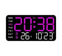 LADFRTYU Horloge Murale Numérique Temperature Digital Wall Clock LED Display USB/Battery Large Table Alarm Clocks for Living Room Bedroom Home Decorations(Black Shell 7)