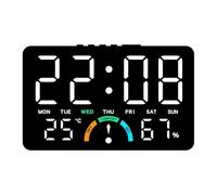 LADFRTYU Horloge Murale Numérique Wall-Mounted Electronic Wall Clock Temperature Date Digital LED Clocks Voice Control DST Display Table for Bedroom(Black-White)